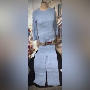 NWOT 2-Piece Matching Knit Set Sweater & Pants Dusty Blue/Grey size XL